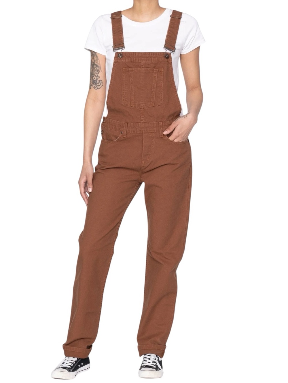 NWT Naked & Famous Brick Canvas Cotton Straight Leg Overalls (L)